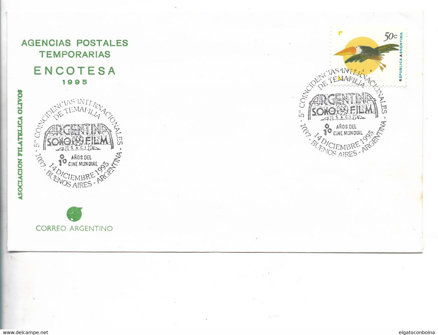 ARGENTINA 1995 CENTENARY OF CINEMA ARGENTINA SONO FILM SPECIAL CANCEL COVER - Other & Unclassified