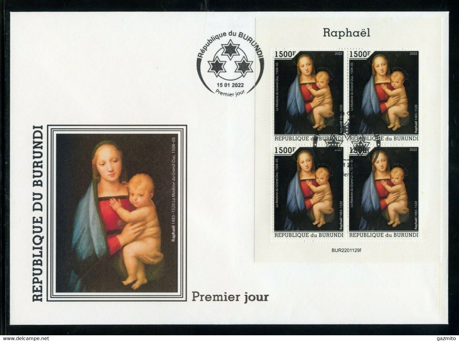 Burundi 2022, Art, Raphael III, Horse, 4val In BF In FDC - FDC