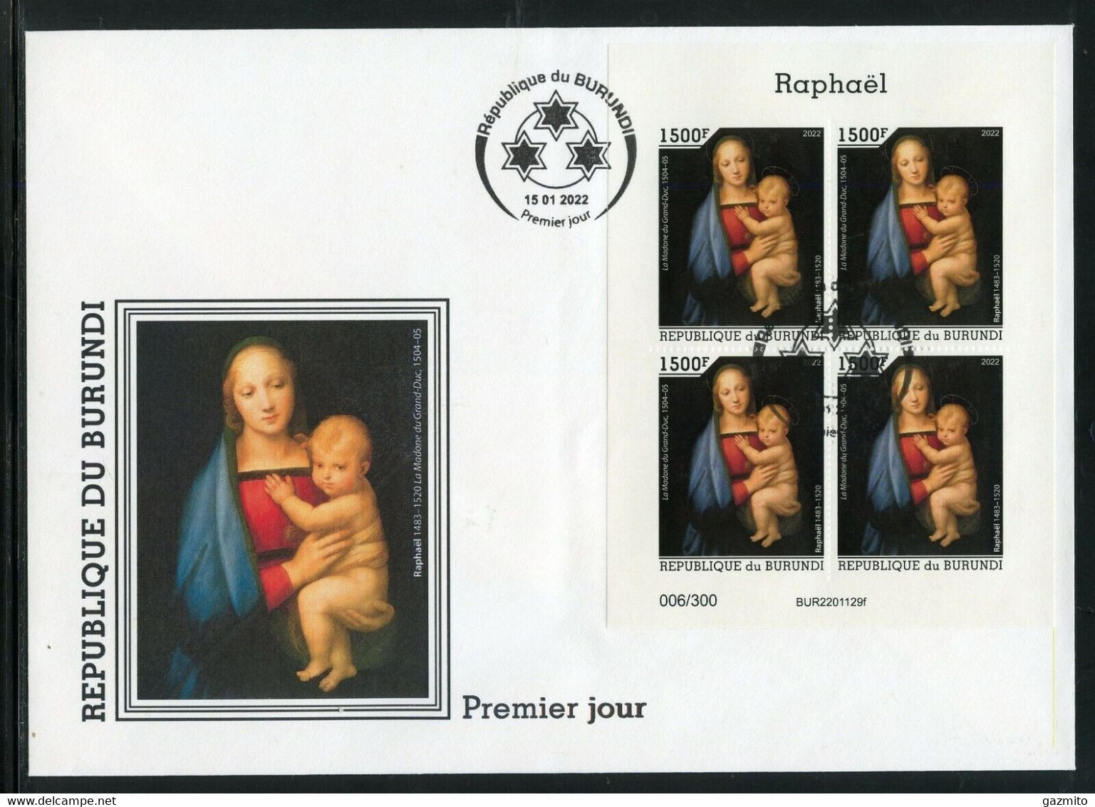 Burundi 2022, Art, Raphael III, Horse, BF In FDC - FDC