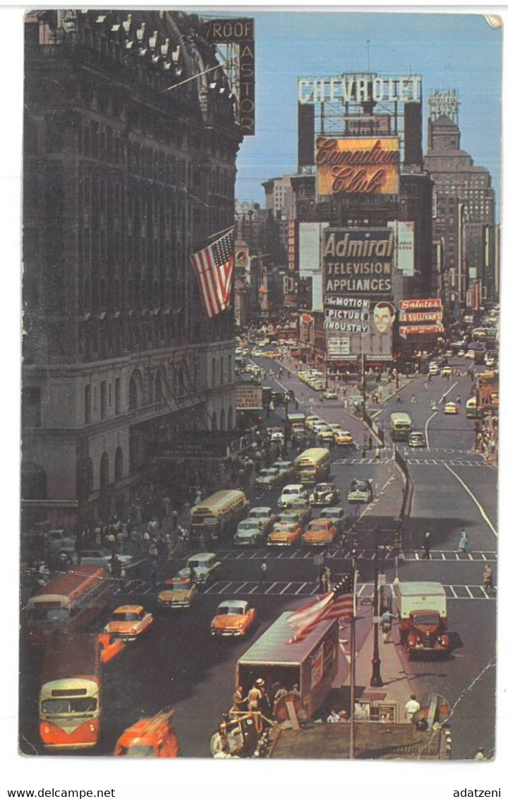 BR482 New York Times Square  Crossroads Of The World Viaggiata 1965 Verso Roma - Time Square