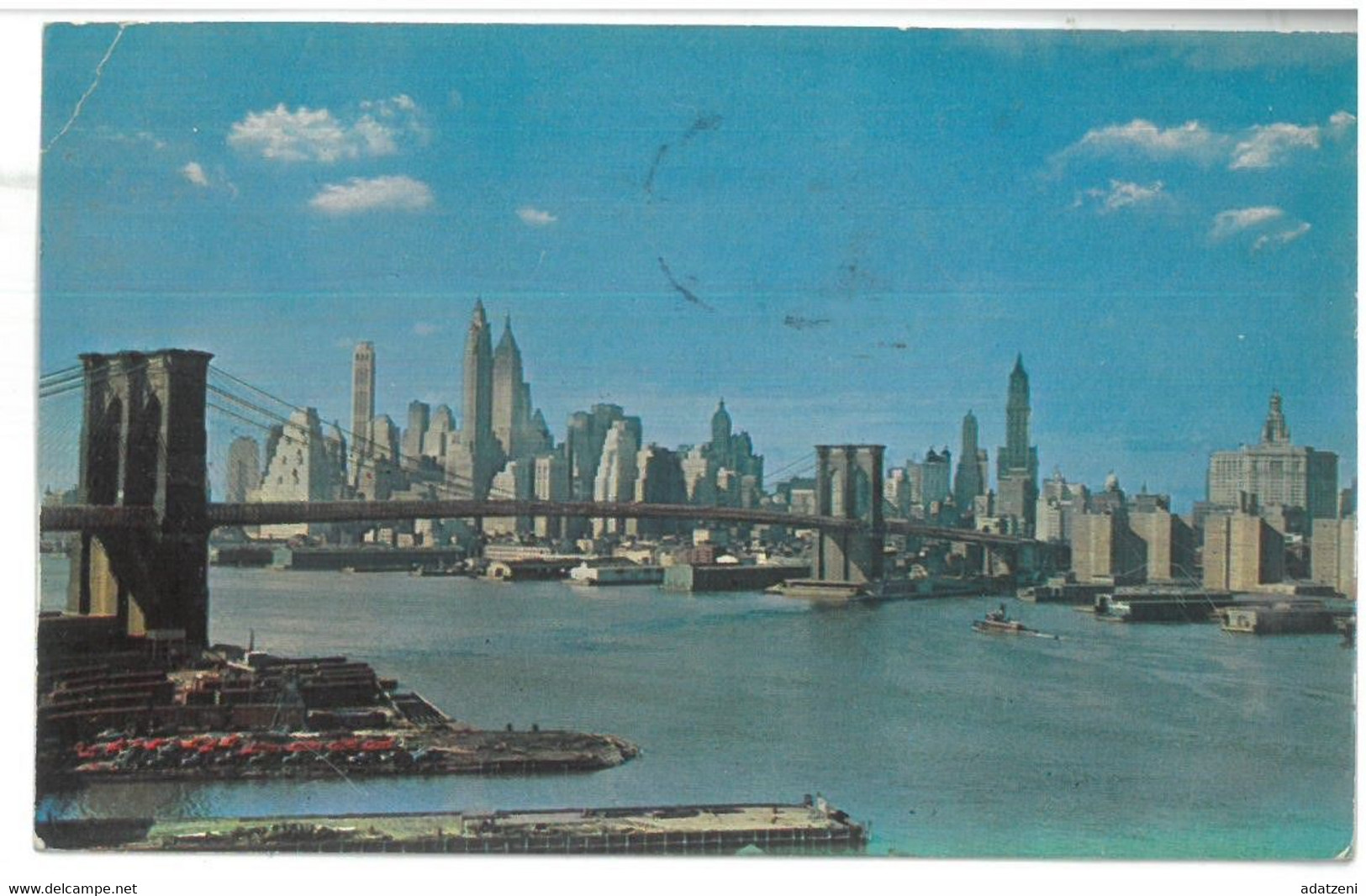 BR486 New York City Lover Manhattan Skyline Showing Brooklin Bridge Viaggiata 1963 Verso Roma - Brücken Und Tunnel