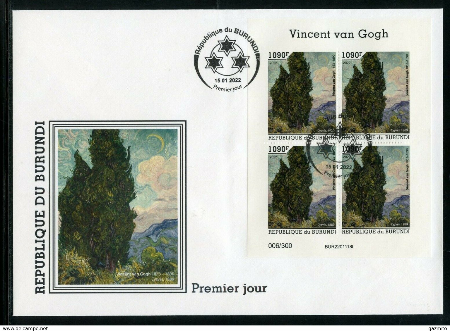 Burundi 2022, Art, Van Gogh III, BF In FDC - FDC