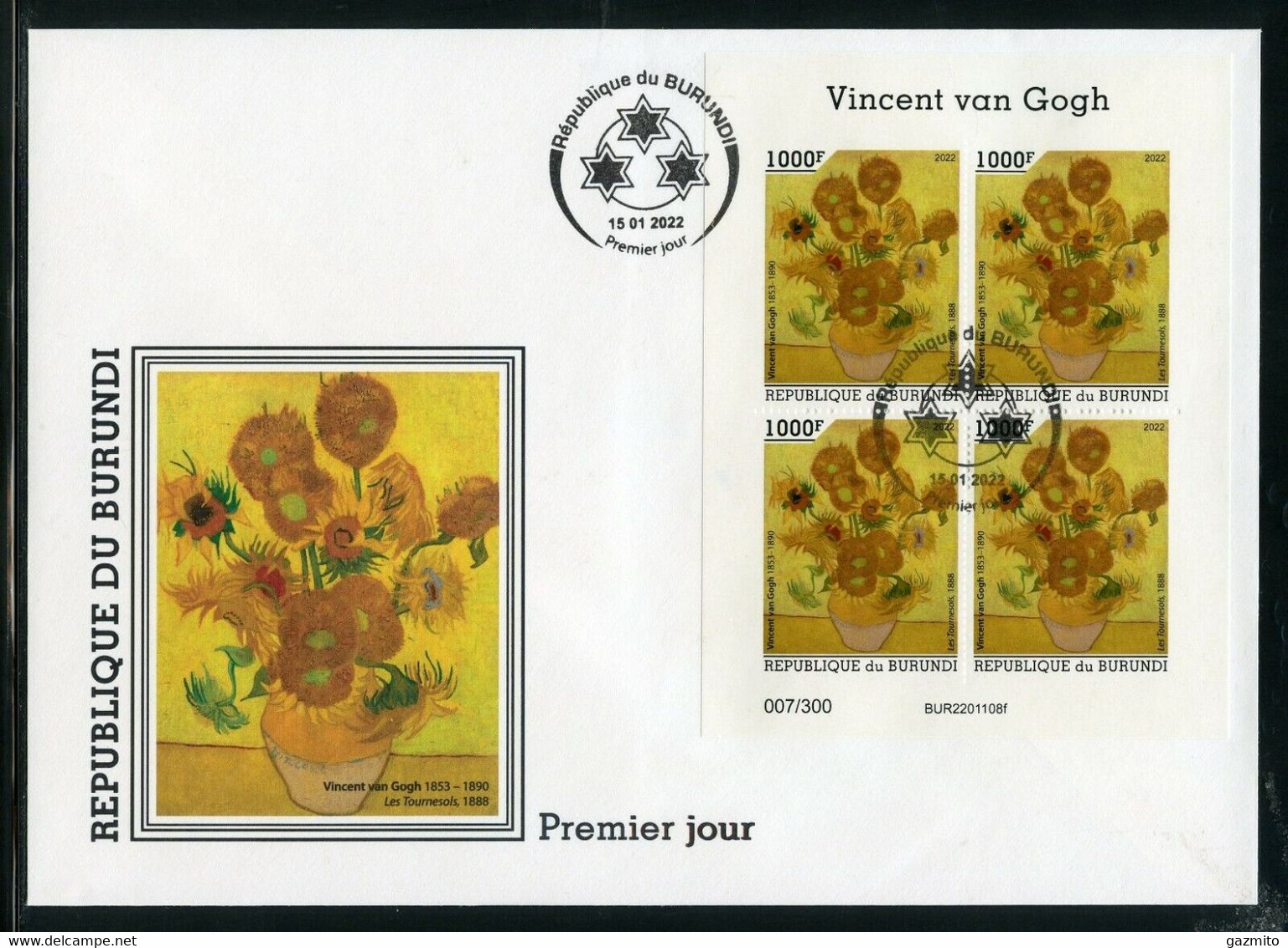 Burundi 2022, Art, Van Gogh, BF In FDC - FDC