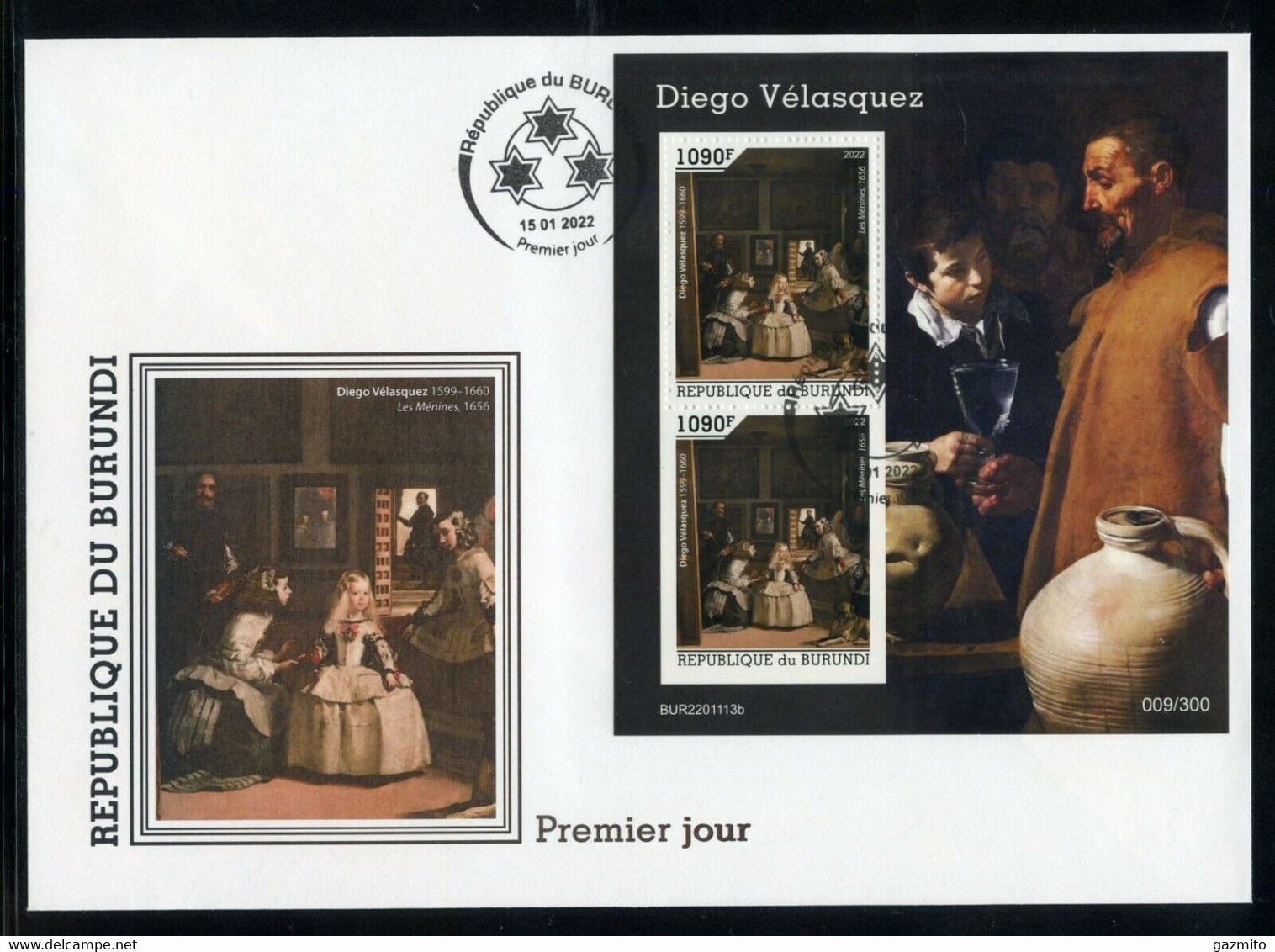 Burundi 2022, Art, Velasquez II, Dog, 2val In BF In FDC - FDC