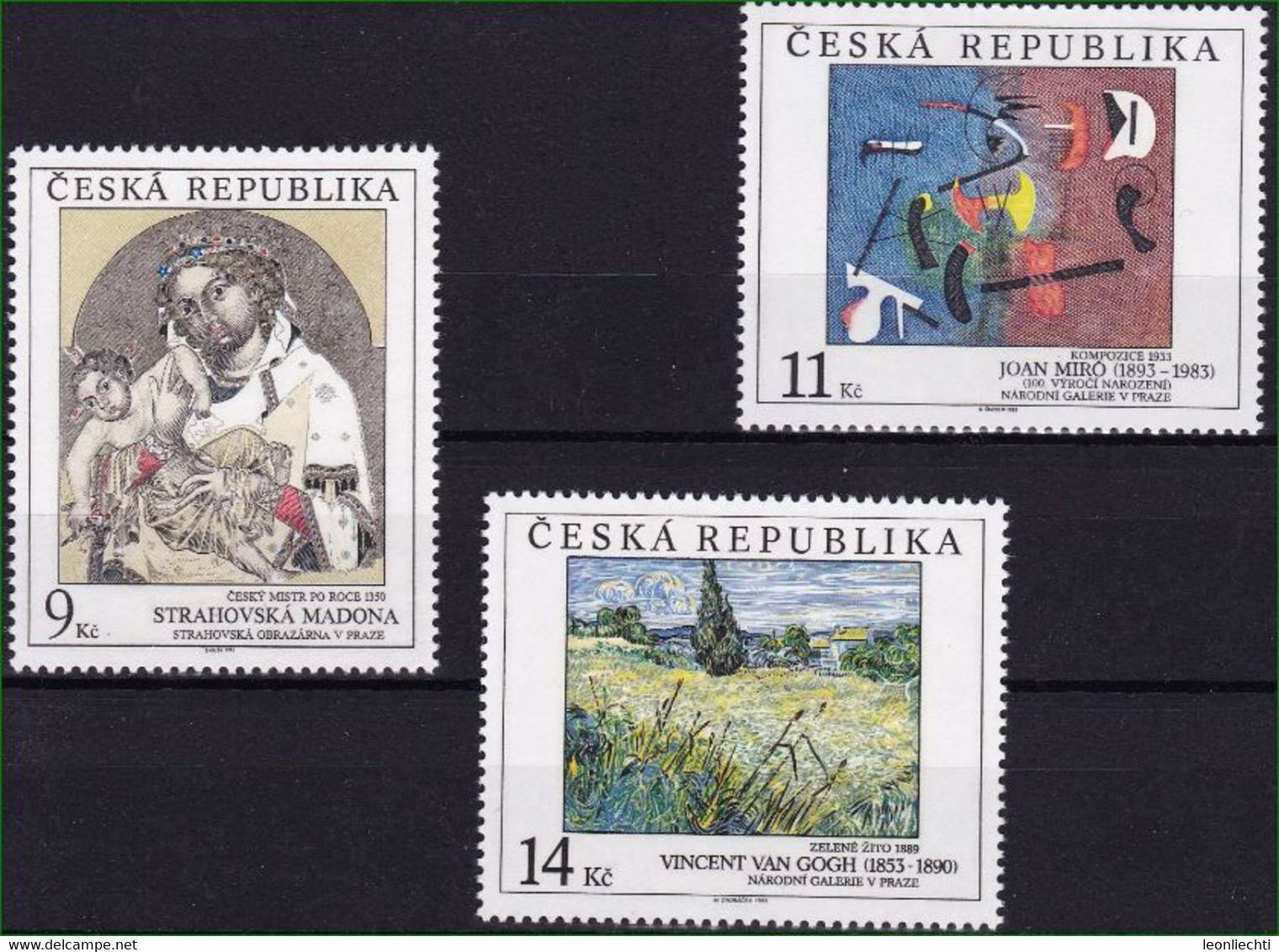 1993 Tschechische Republik Mi: 26+27+29** Srahovska Madona, Joan Miro, Vincent Van Gogh - Neufs