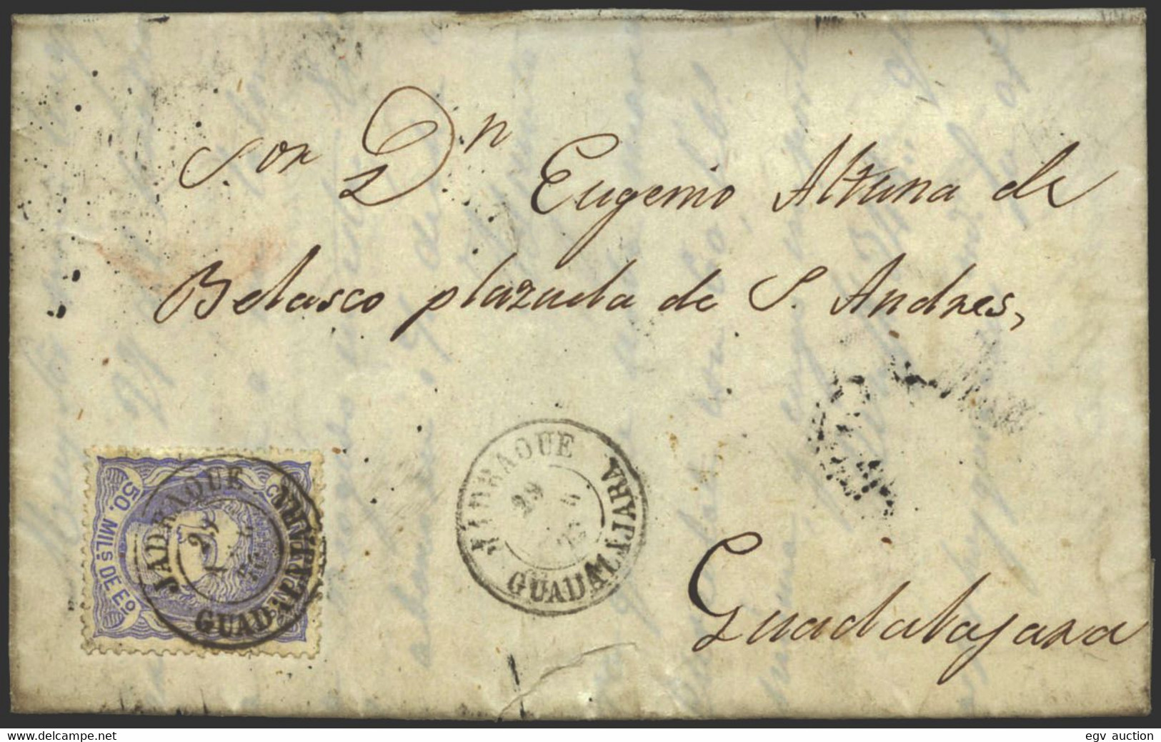 Guadalajara - Edi O 107 - Carta Mat Fech. Tp,II "Jadraque" A Guadalajara - Storia Postale