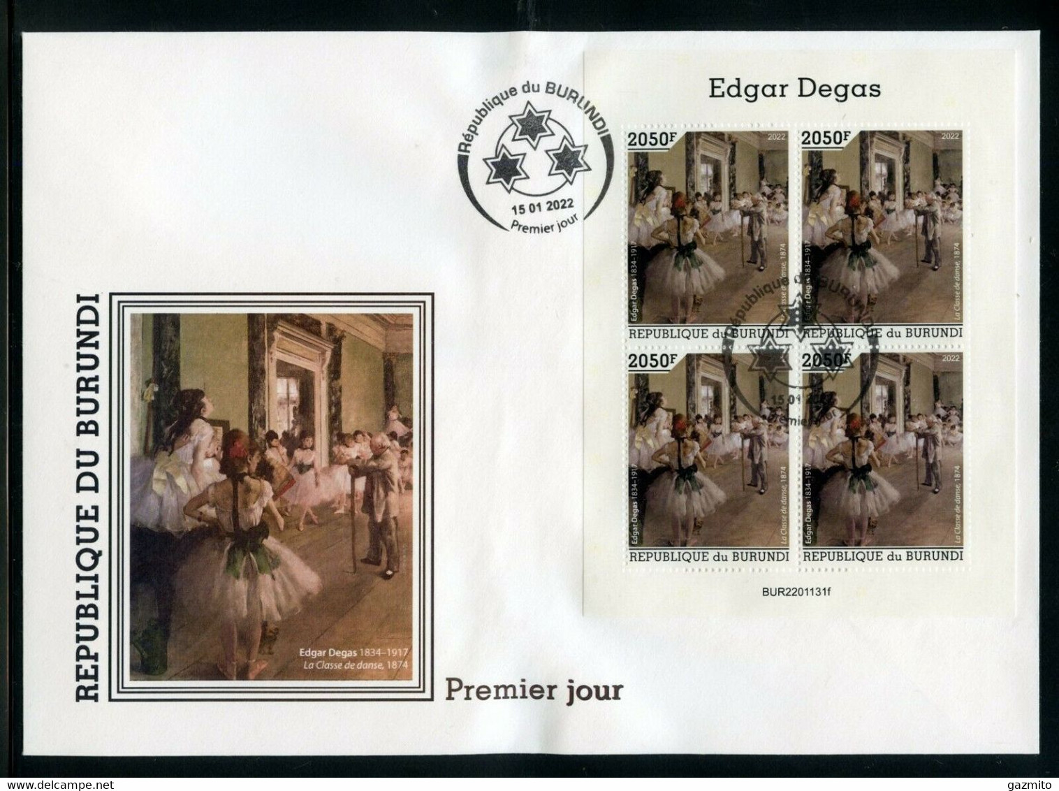 Burundi 2022, Art, Degas, 4val In BF In FDC - FDC