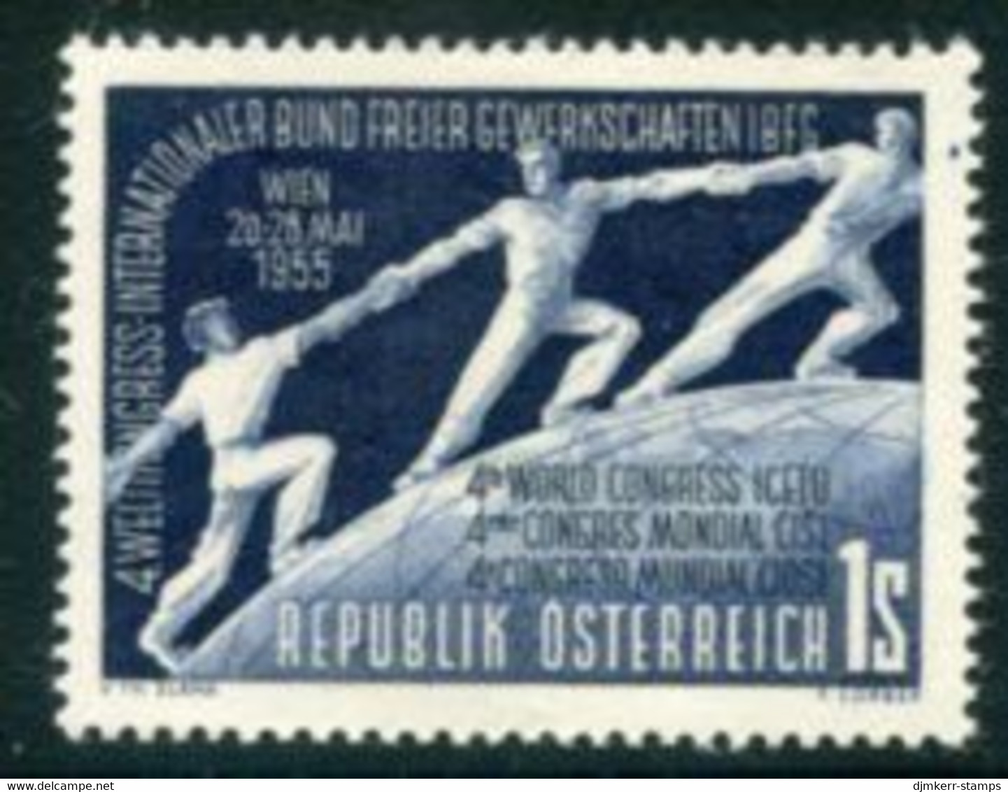 AUSTRIA 1955 World Trades Union Congress MNH / **.  Michel 1018 - Unused Stamps