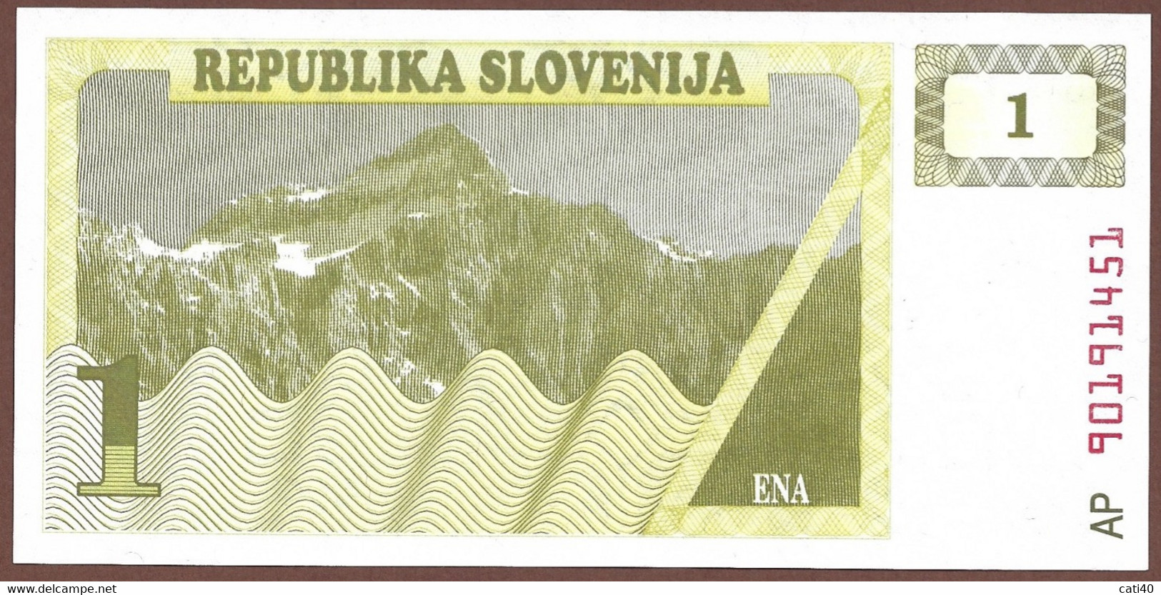 SLOVENIA CARTAMONETA DI 1 ENA -  SERIE AP FIOR DI STAMPA - Slovénie