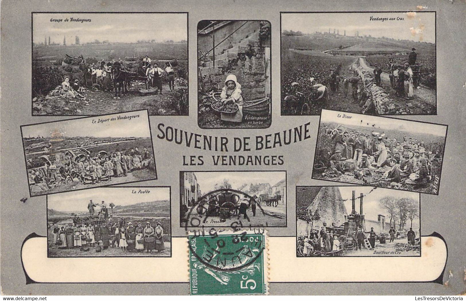 CPA France - Souvenir De Beaune - Les Vendanges - Vendangeurs - Diner - Pressoir - Oblitérée 14 Mai 1910 - Beaune