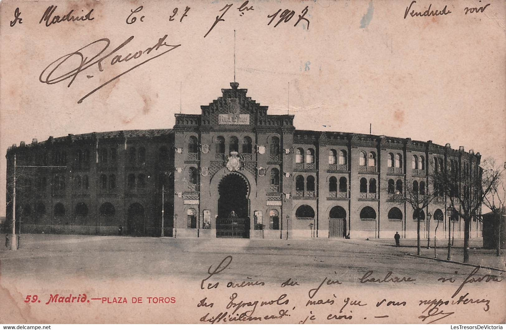CPA Madrid - Plaza De Troros - Tampon Hotel De Embajadores - 1907 - Madrid