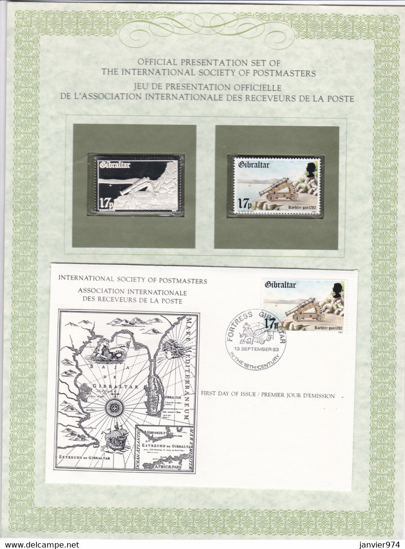 1983 Timbre Argent + Timbre Neuf + Enveloppe 1er Jour , Forteresse De Gibraltar . FDC - Gibraltar