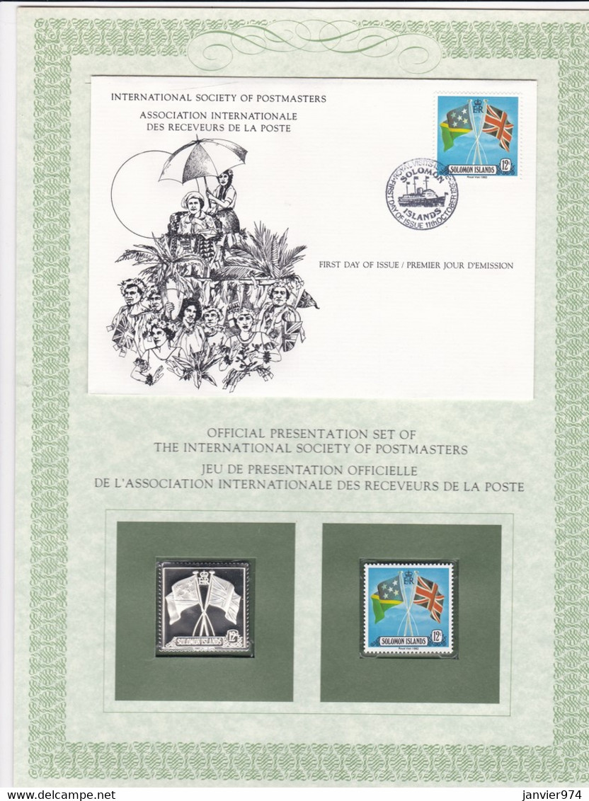 1982 Timbre Argent + Timbre Neuf + Enveloppe 1er Jour,  Visite De La Reine Elizabeth II D’Angleterre . FDC - Solomon Islands (1978-...)