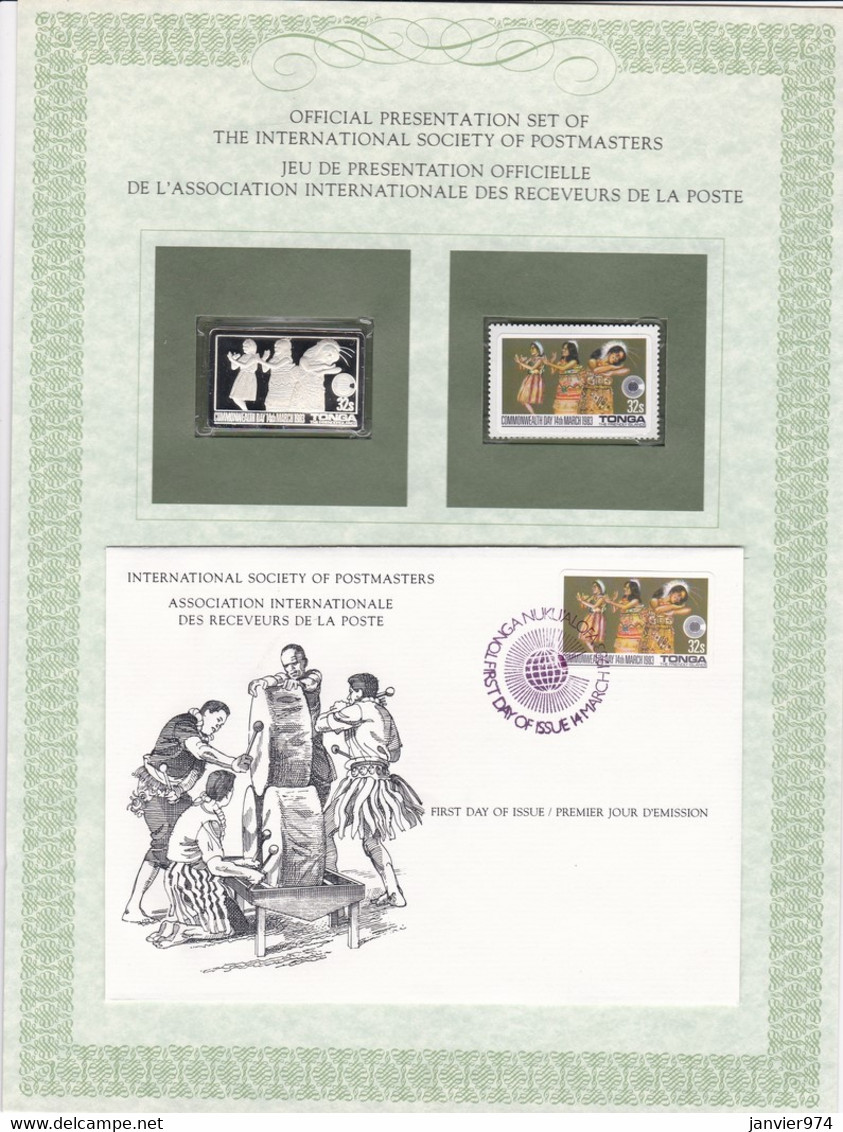 1983 Timbre Argent + Timbre Neuf + Enveloppe 1er Jour, Journée Du Commonwealth , Danse. FDC - Tonga (1970-...)