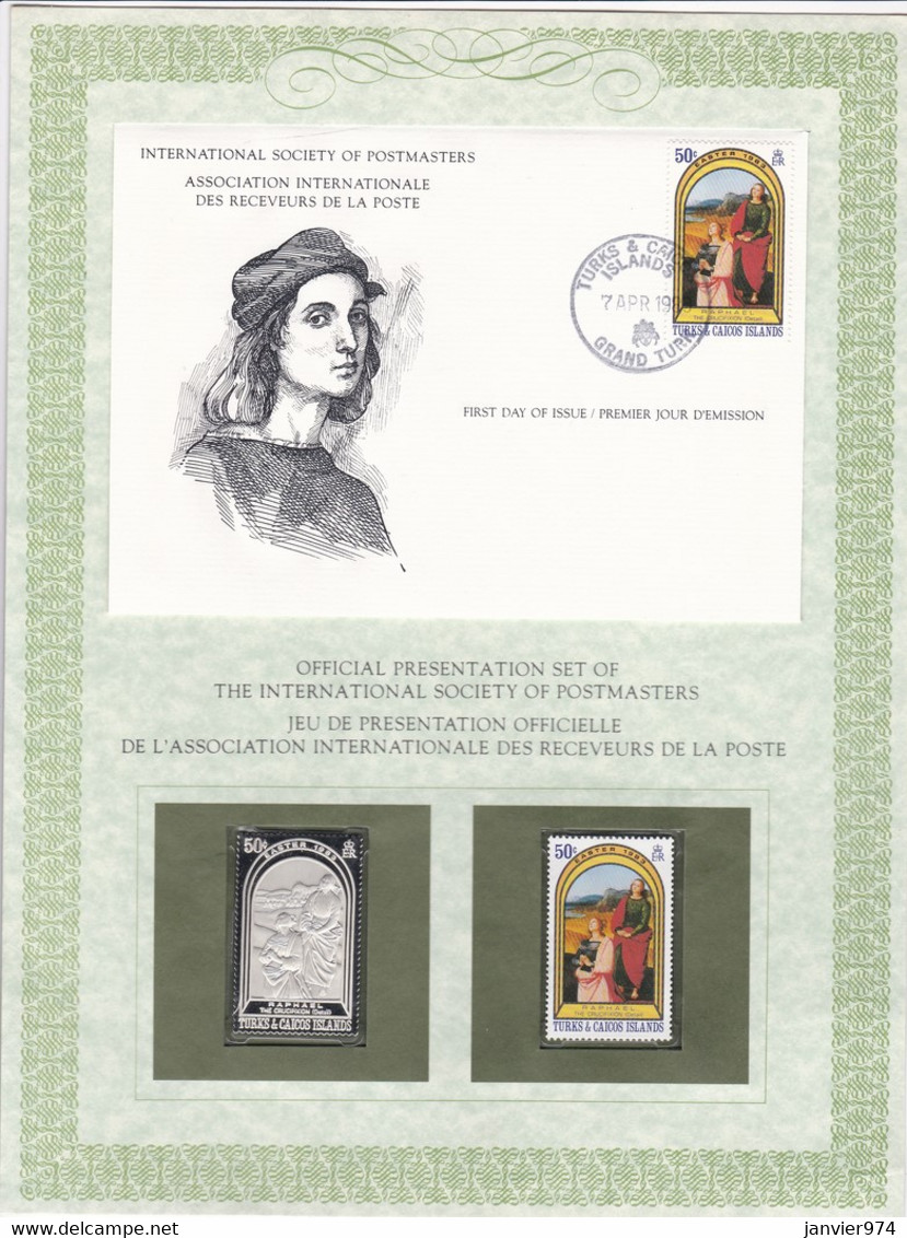 1983 Timbre Argent + Timbre Neuf + Enveloppe 1er Jour,  500e Anniv De Naissance De Raphael . FDC - Turks E Caicos