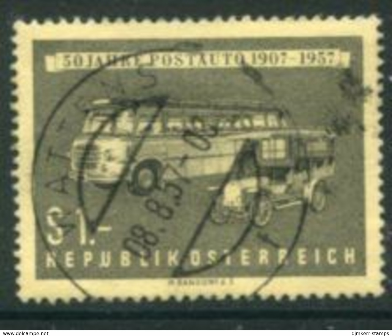 AUSTRIA 1957 Postbus  Anniversary Used.  Michel 1034 - Oblitérés