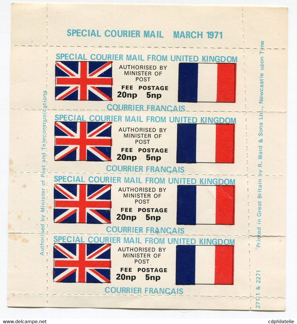 FRANCE TIMBRE DE GREVE N°23 ** SPECIAL COURRIER MAIL FROM UNITED KINGDOM COURRIER FRANCAIS EN FEUILLET DE 4  (N° Spink) - Marche Da Bollo