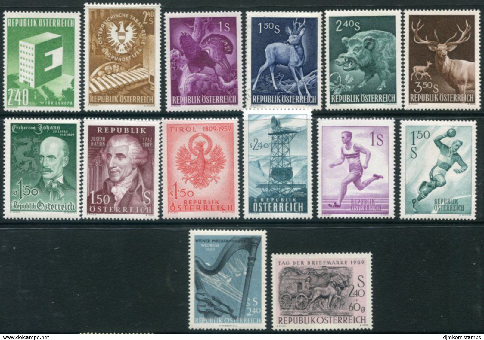 AUSTRIA 1959 Complete Issues MNH / **.  Michel 1059-72 - Unused Stamps