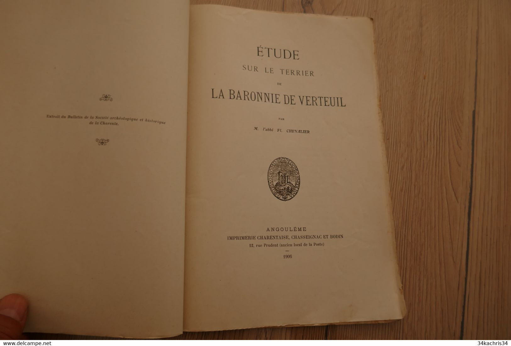 1906 étude Sur Le Terrier De La Baronnie De  Verteuil  Abbé Chevalier - Poitou-Charentes