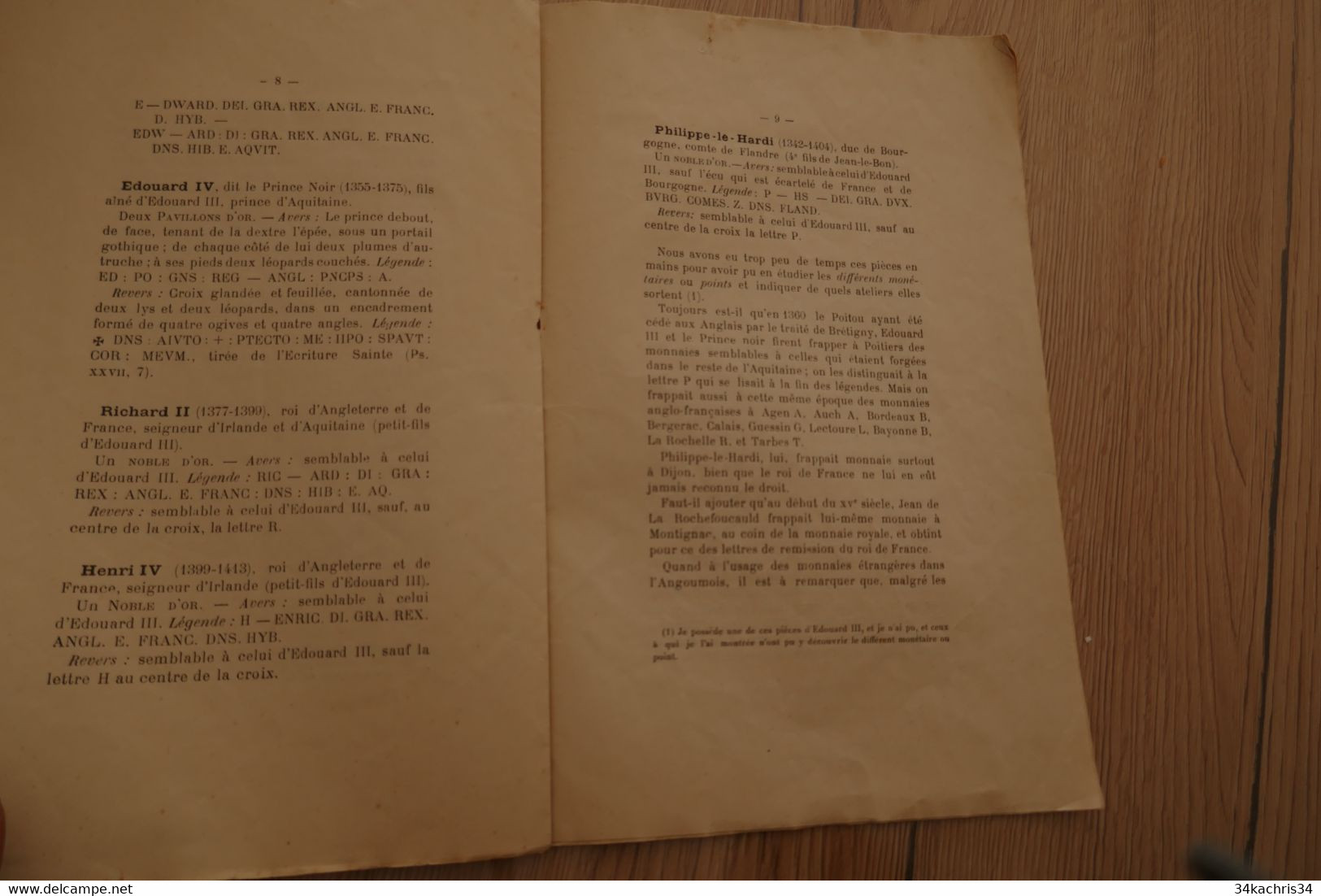 1915 Précieux Vestiges De La Guerre De 100 Ans Pièces D'or D'argent Trouvées à Garanaud Près Verteuil  F.Chevalier - Poitou-Charentes