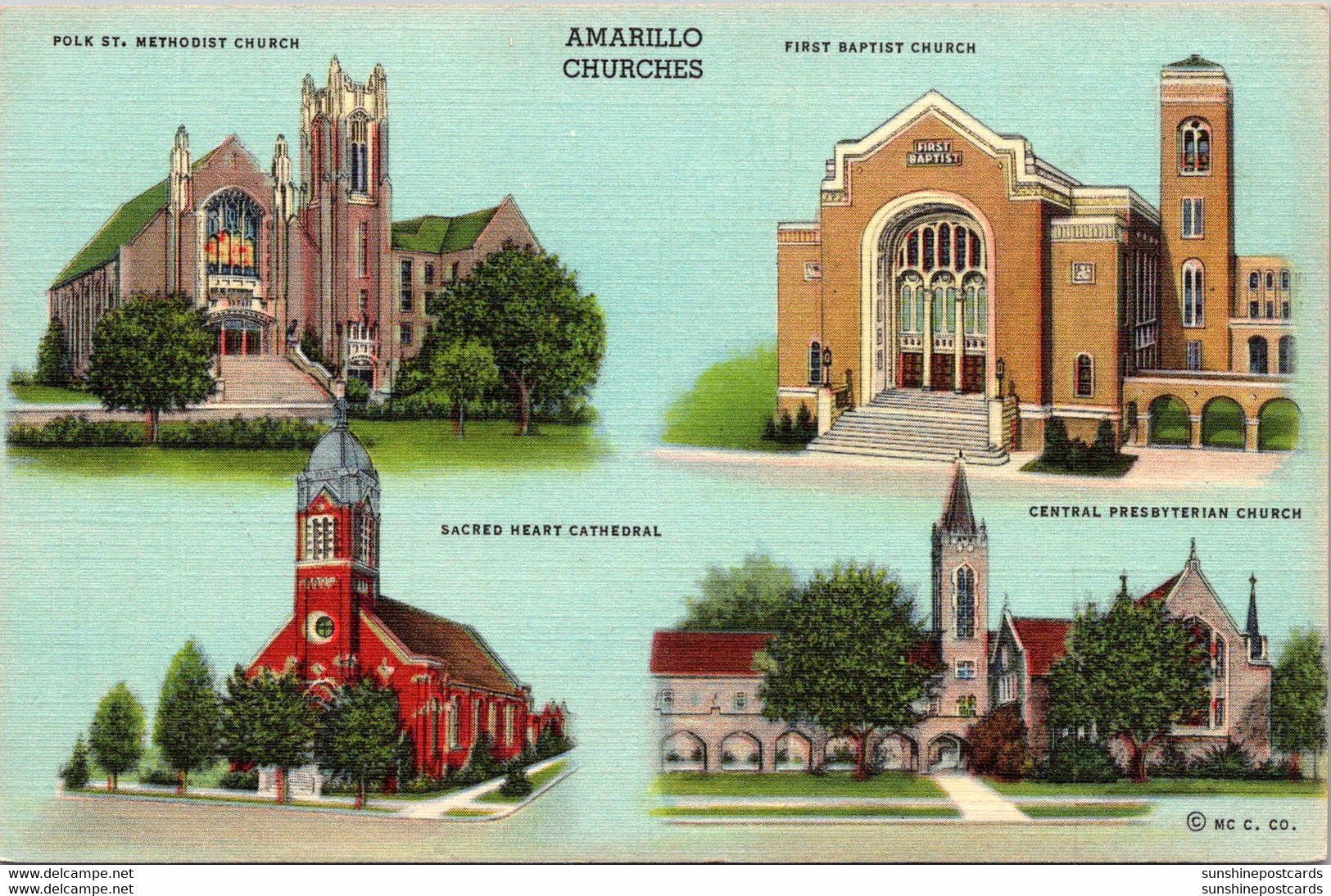 Texas Amarillo Churches Multi View Curteich - Amarillo