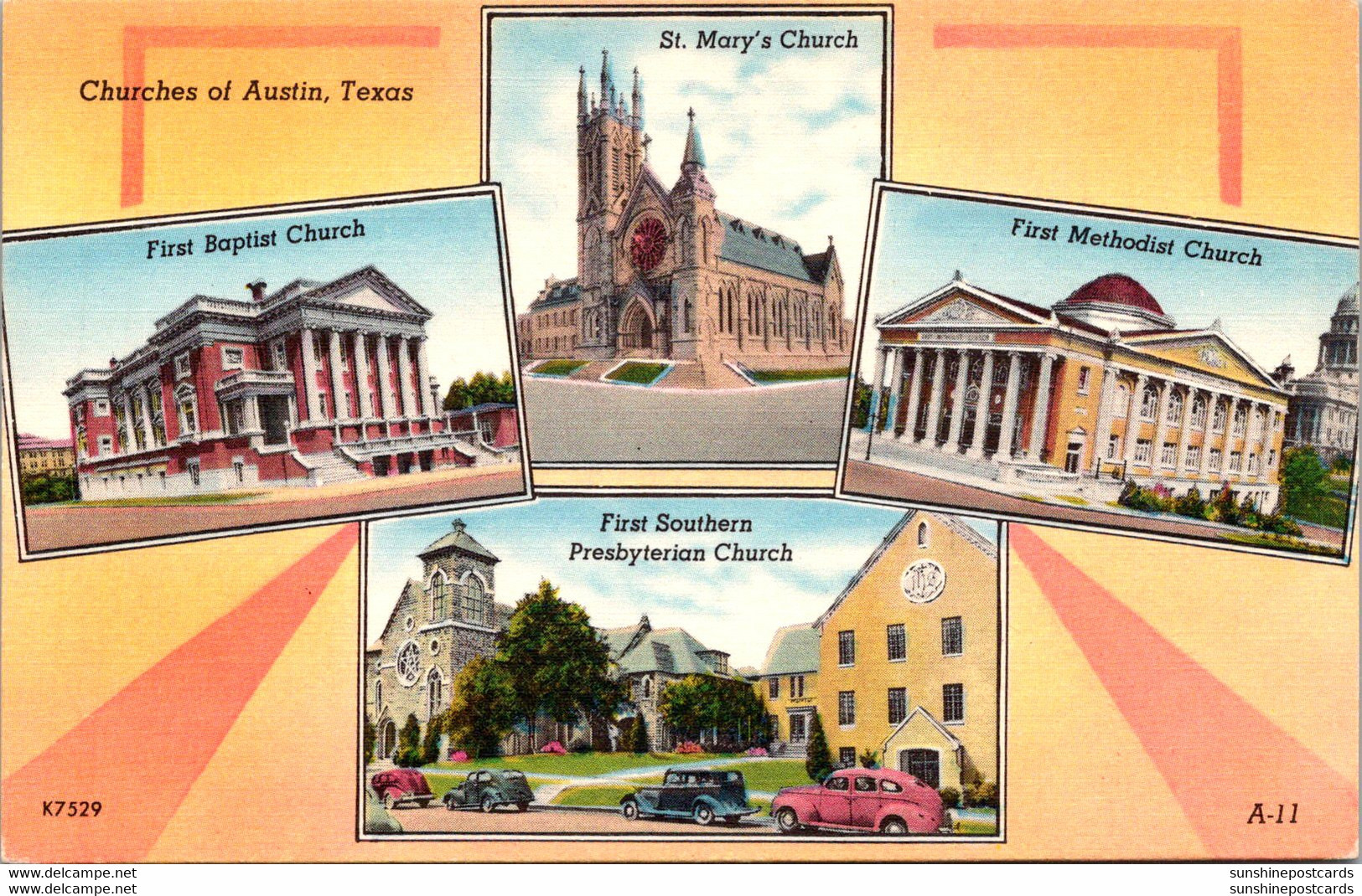 Texas Austin Churches Multi View 1948 - Austin