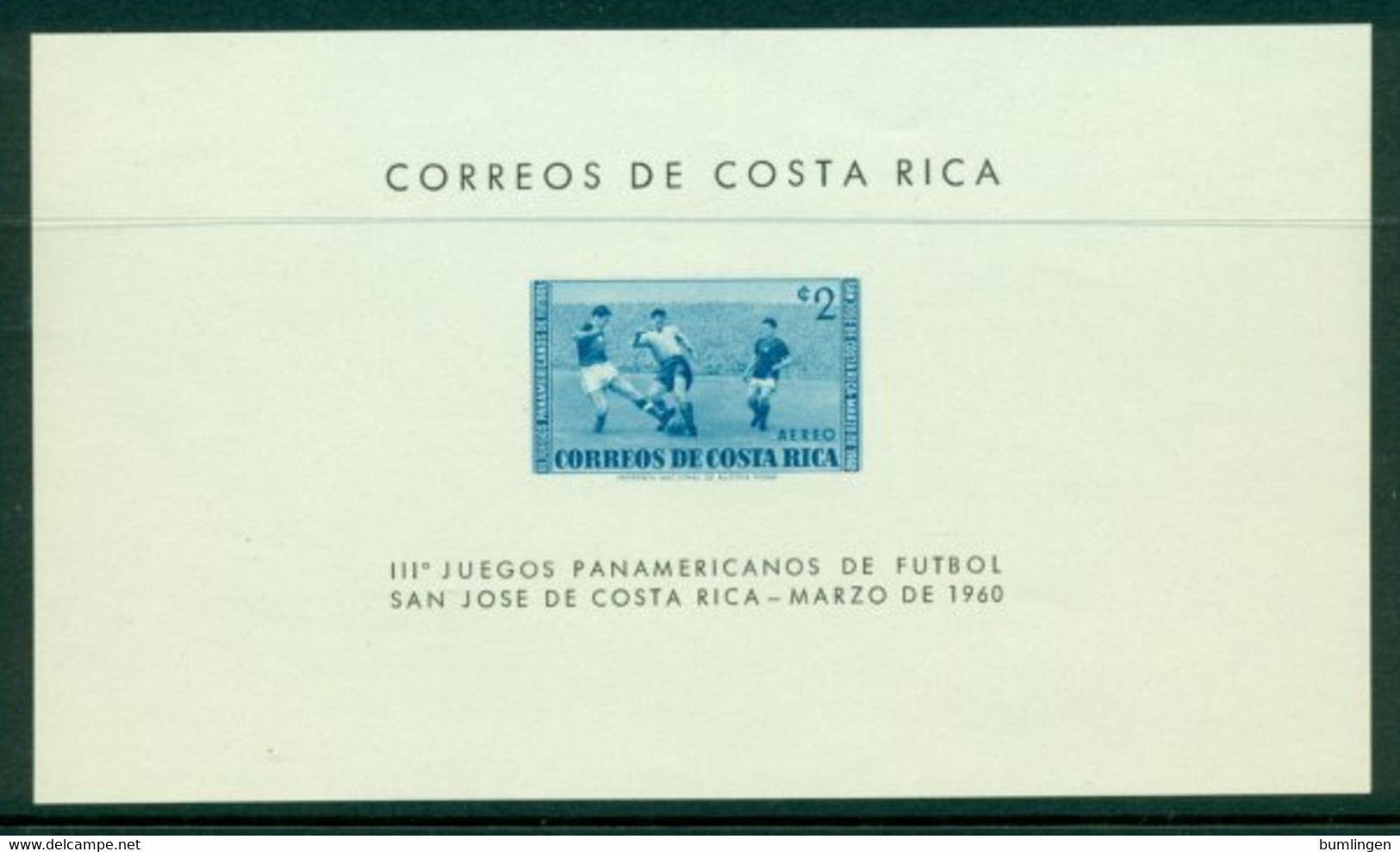 COSTA RICA 1960 Mi BL 2** 3rd Pan-American Football Championships [LA229] - Coppa America