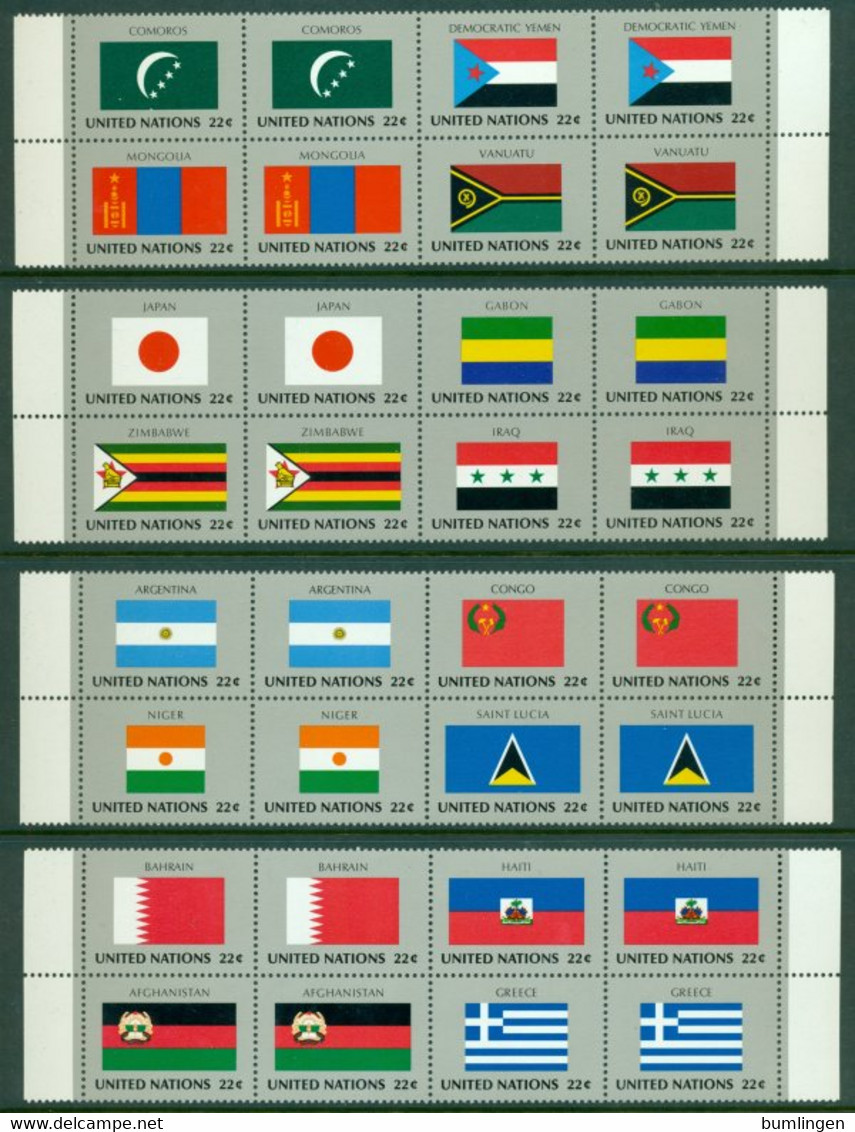 UNITED NATIONS (NY) 1987 Mi 524-39 Blocks Of Eight** Flags [LA259] - Timbres