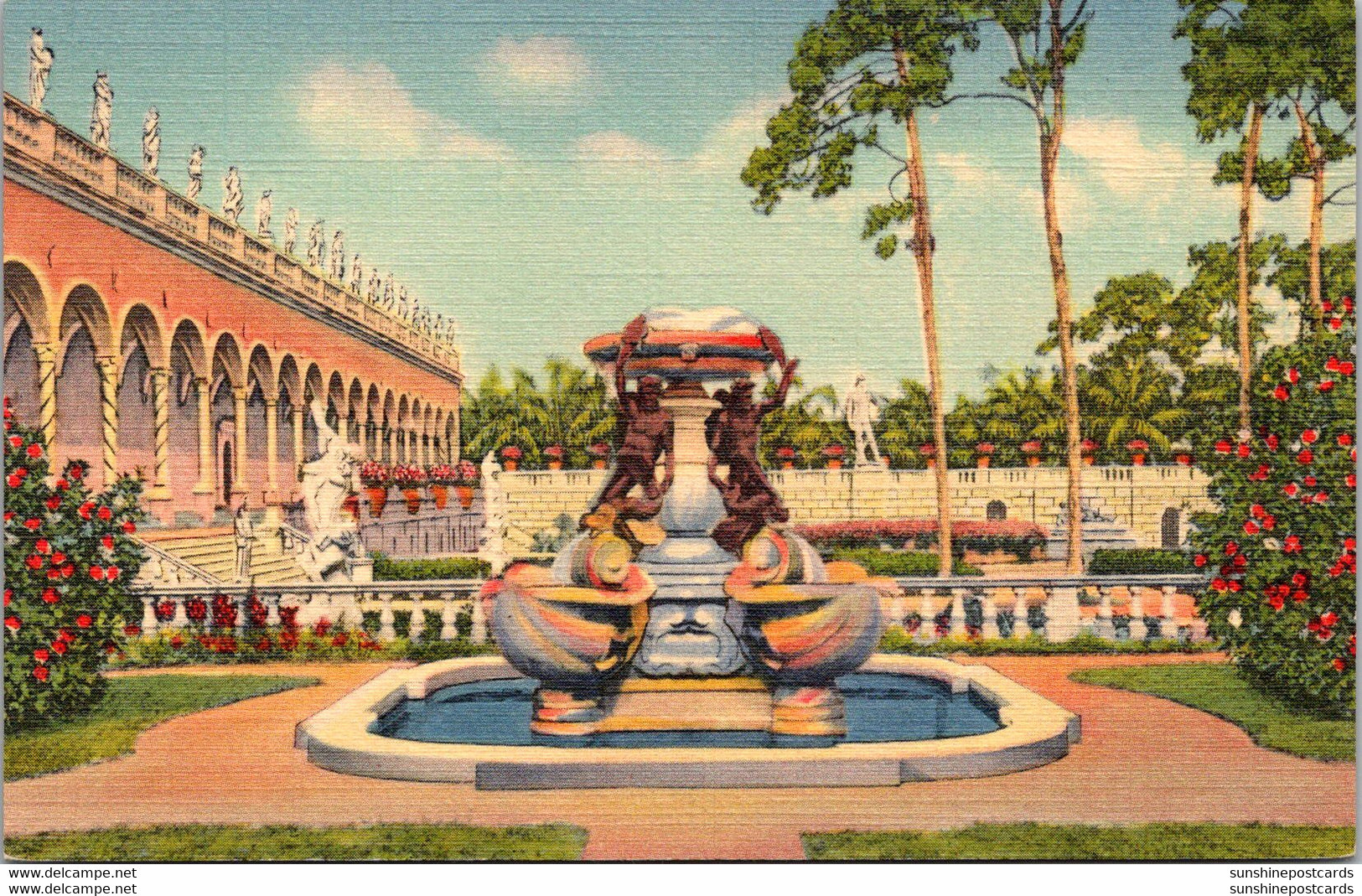 Florida Sarasota Ringling Art Museum Famous Fountain Of Turtles Curteich - Sarasota