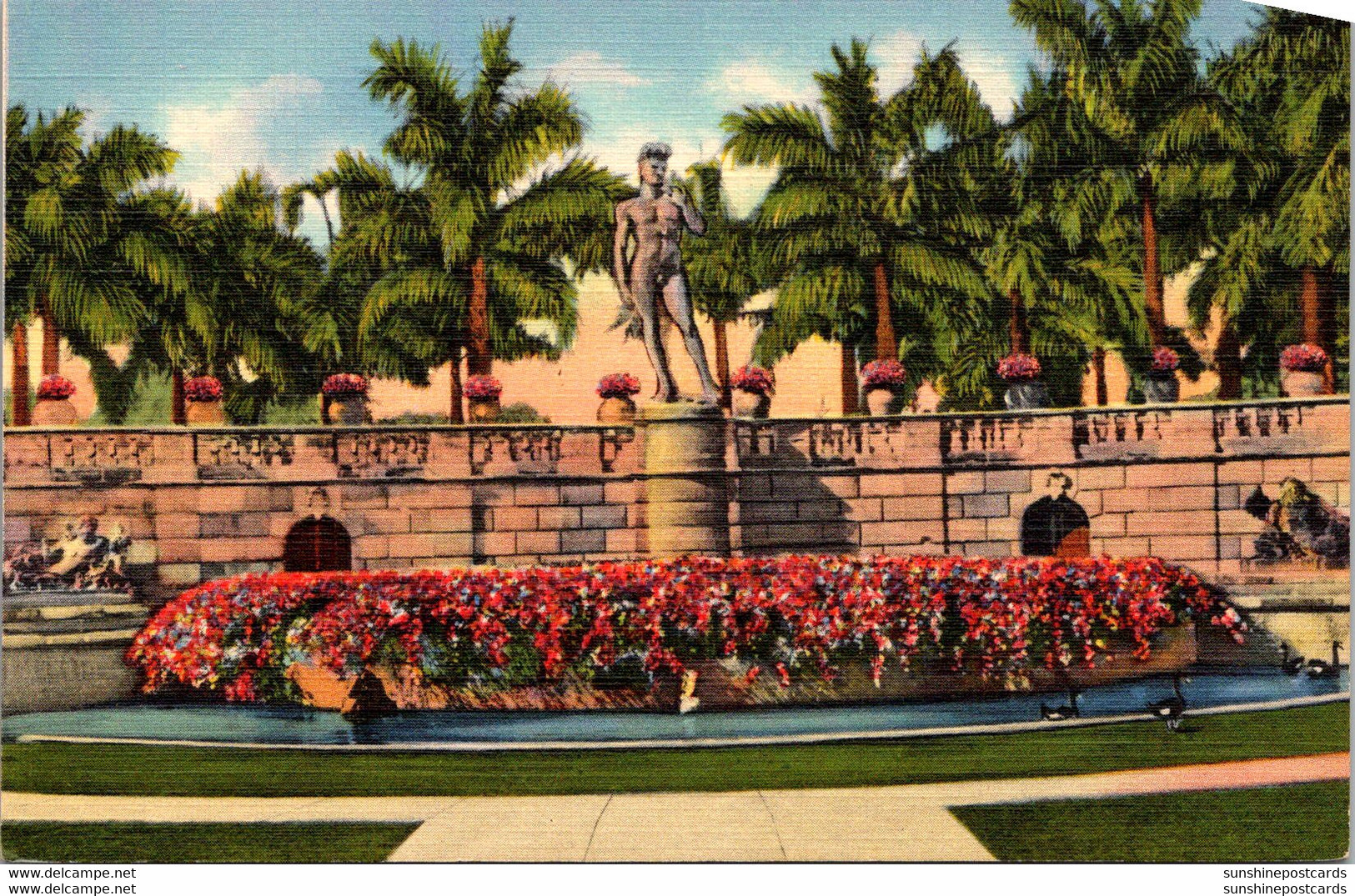 Florida Sarasota Ringling Art Museum Court Showing Statue Of David Curteich - Sarasota