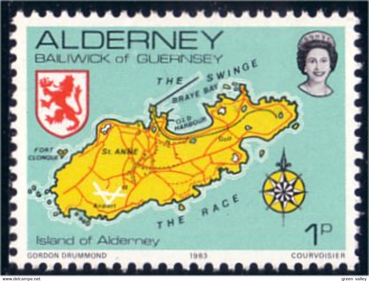 122 Alderney Map Carte De L'ile MH * Neuf (ALD-1) - Islands