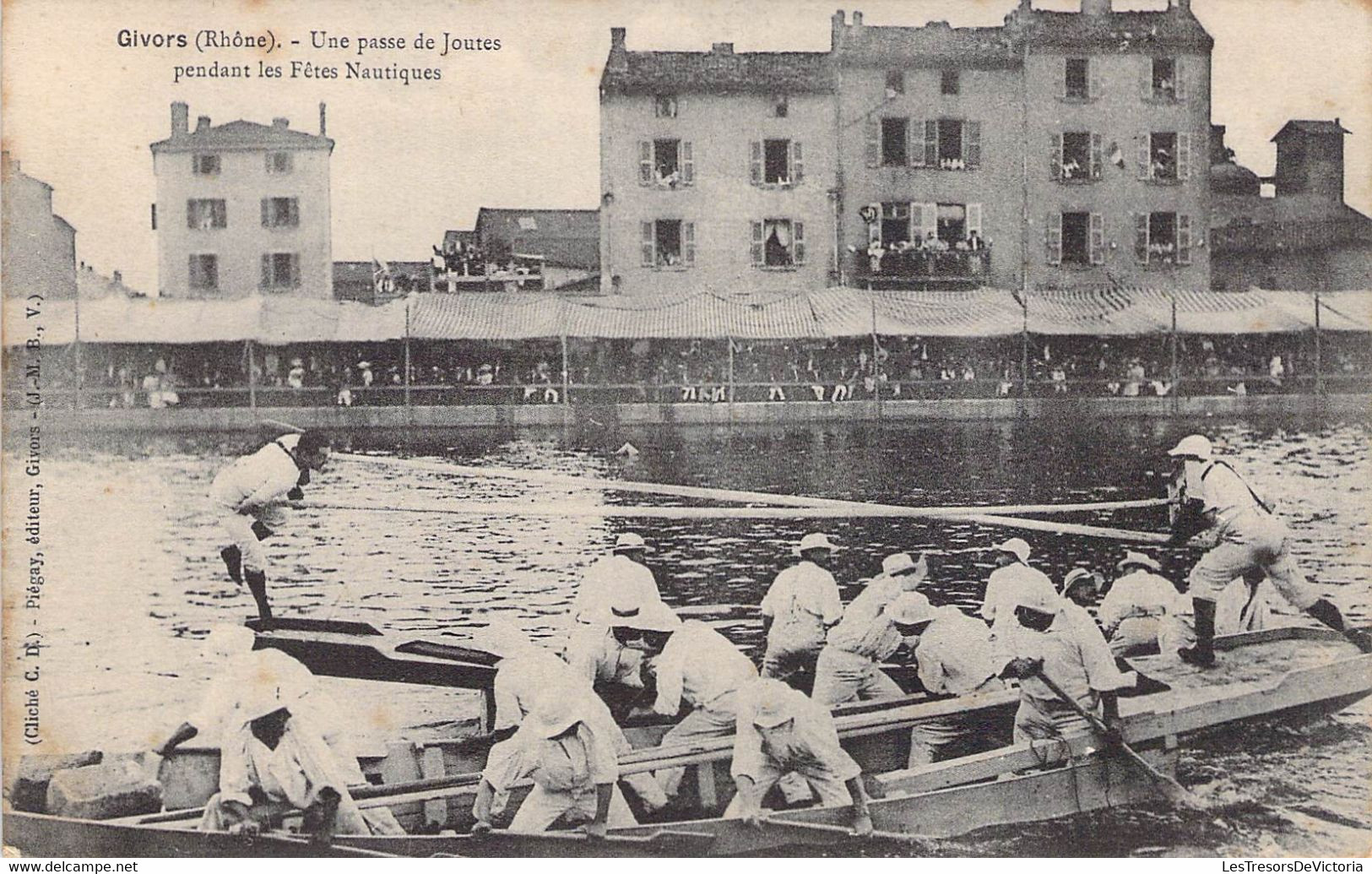 CPA France - Givors - Rhône - UUne Passe De Joutes Pendant Les Fêtes Nautiques - Bateau - Gradin - Oblitérée 1906 - Givors