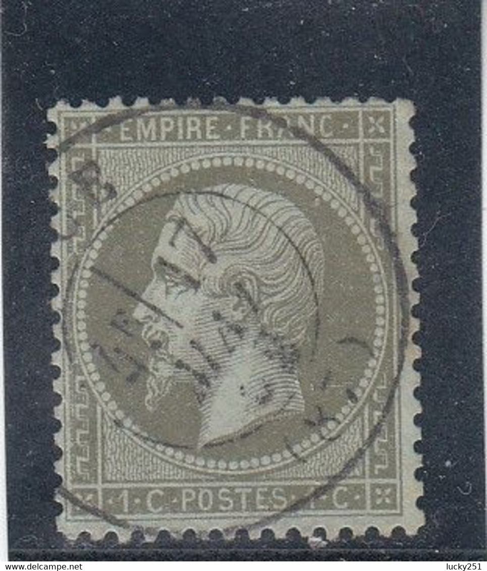 France - Année 1862 - N°YT 19  - Oblitération CàD - 1c Vert-olive - 1862 Napoléon III