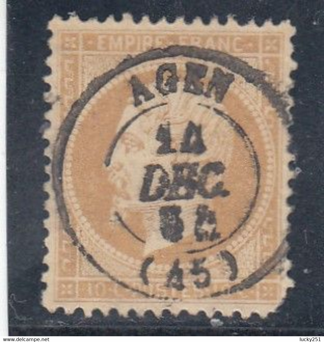 France - Année 1862 - N°YT 21  - Oblitération CàD. - 10c Bistre - 1862 Napoléon III