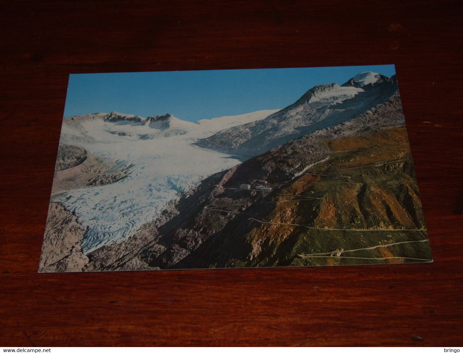 53035-                  SWITZERLAND, RHONEGLETSCHER MIT DER FURKAPASS-STRASSE UND GALENSTOCK - Lens