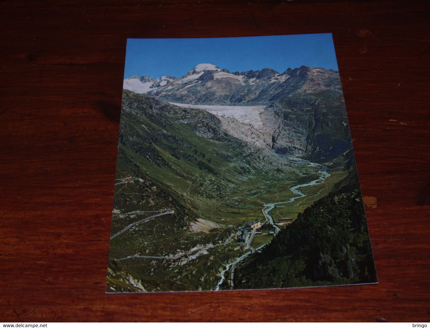 53036-                  SWITZERLAND, RHONEGLETSCHER MIT DER FURKAPASS-STRASSE UND GALENSTOCK - Lens