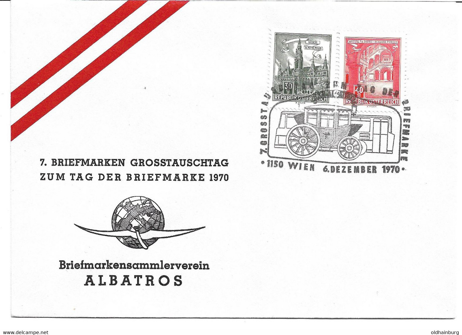 2235x: Österreich 1970: Sonderstempel BSV Albatros Mit Motiv Postkutsche - Diligences