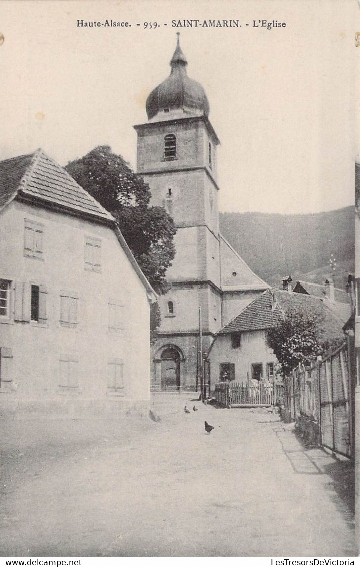 CPA - 68 - SAINT AMARIN - L'église - Poule - Chadourne Belfort - Saint Amarin