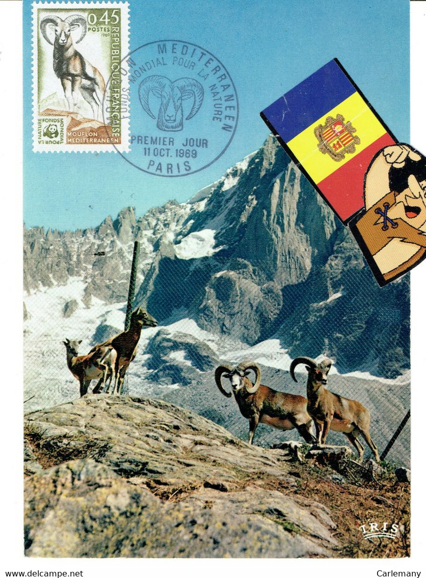 POSTAL MAXIMUM CARD FRANÇE  TLES MOUFLONS 1969 - Colecciones & Series