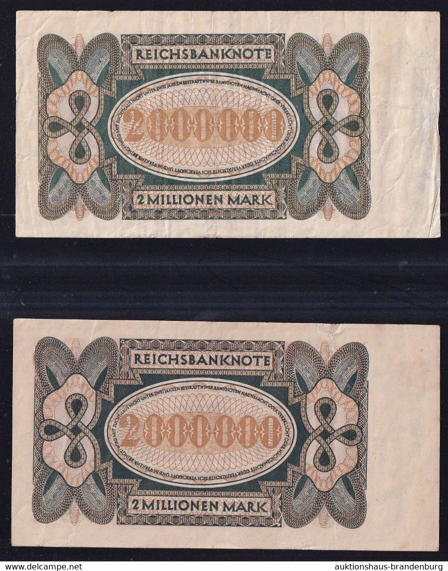 2x 2 Millionen Mark 23.7.1923 - KN 16 Mm + 18 Mm - Reichsbank (DEU-101a, B) - 2 Millionen Mark