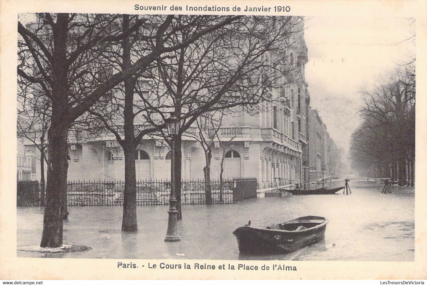 CPA - Innondation De Janvier 1910 - Paris - LE COURS LA REINE ET LA PLACE DE L'ALMA - NEOBROMURE Breger Frères PARIS - Inundaciones