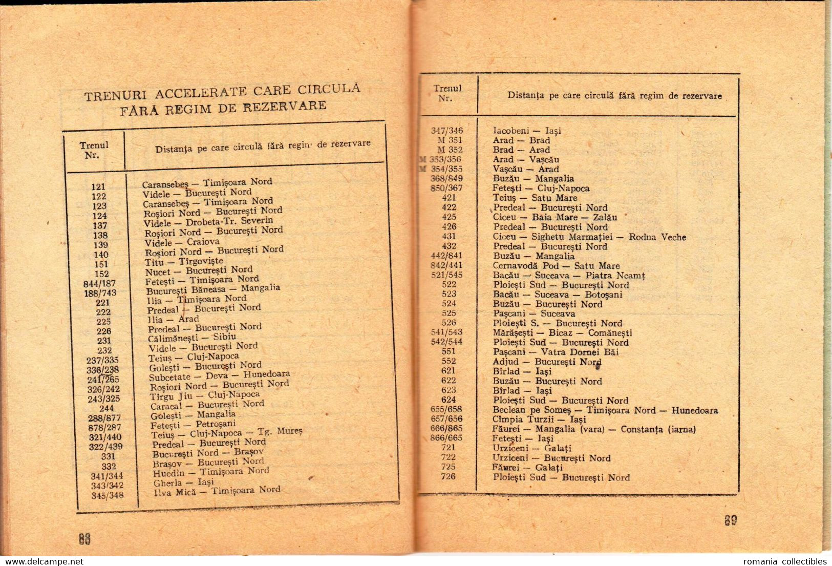 Romania, 1988, Vintage Romanian Railways CFR Time Table