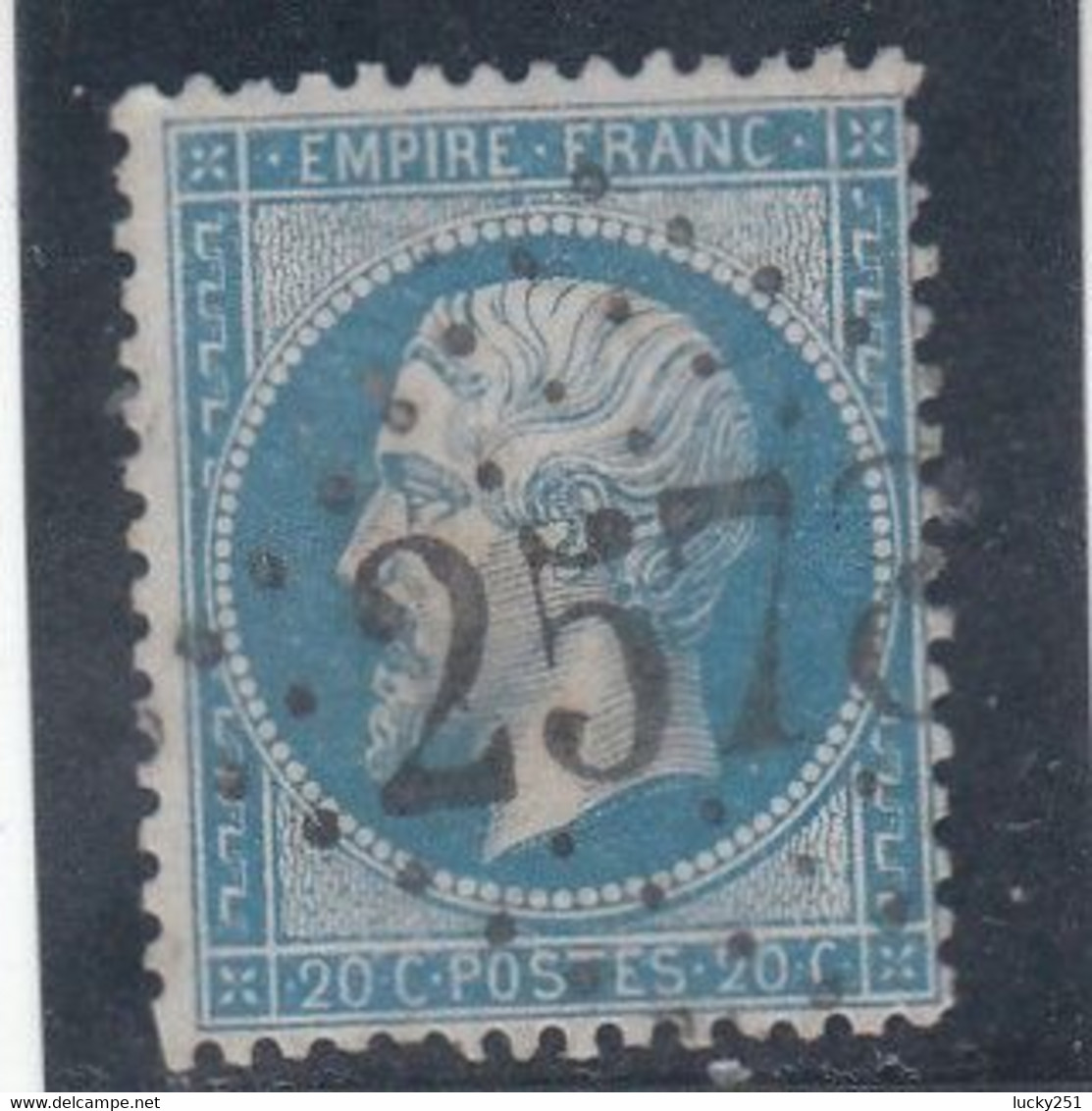 France - Année 1862 - N°YT 22 - Oblitération Losange G.C. - 20c Bleu - 1862 Napoleon III