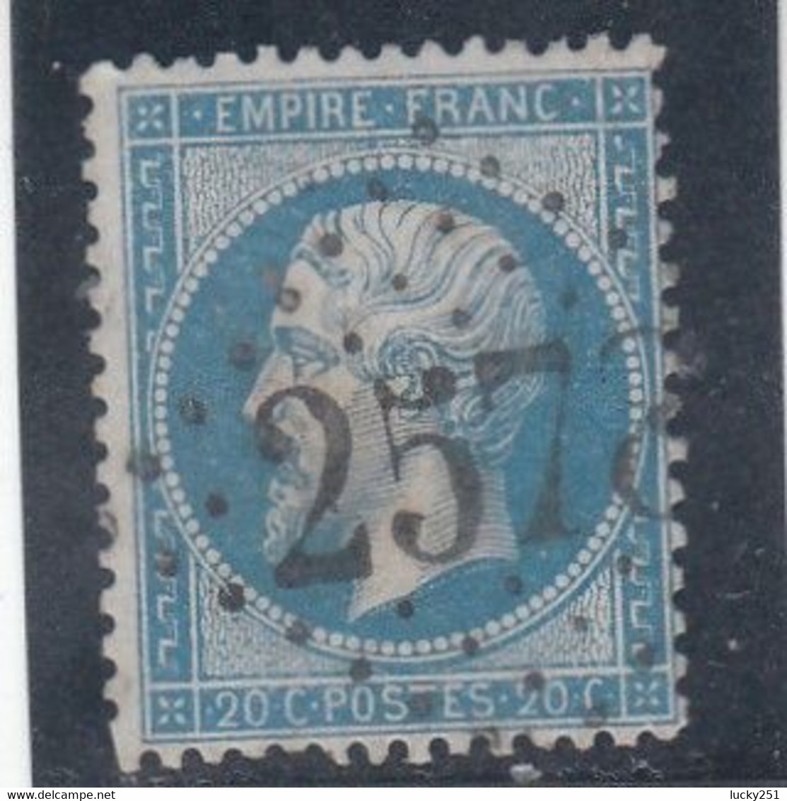 France - Année 1862 - N°YT 22 - Oblitération Losange G.C. - 20c Bleu - 1862 Napoleone III