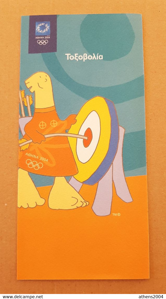 Athens 2004 Olympic Games, Archer Leaflet With Mascot In Greek Language - Bekleidung, Souvenirs Und Sonstige
