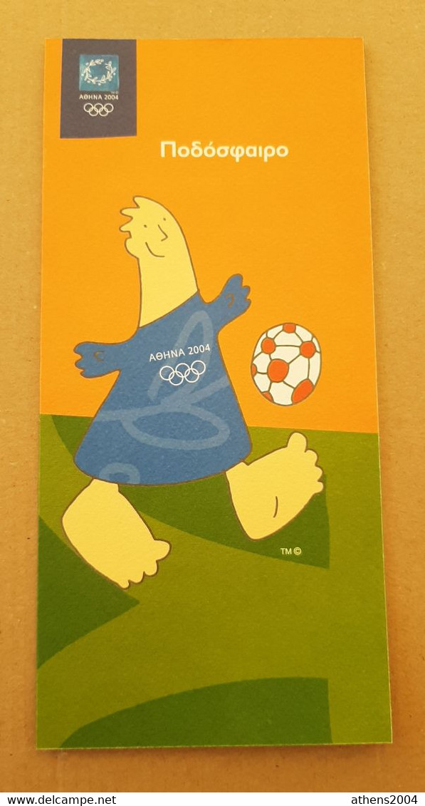 Athens 2004 Olympic Games, Football Leaflet With Mascot In Greek Language - Bekleidung, Souvenirs Und Sonstige