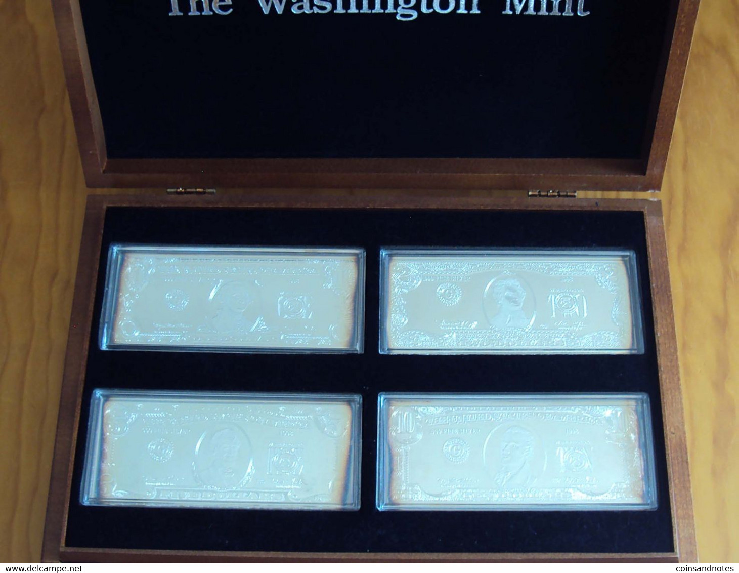 USA 1998 - The Washington Mint - Wooden Box 7 X 4 Troy Oz Silver Banknotes - Proof - Colecciones