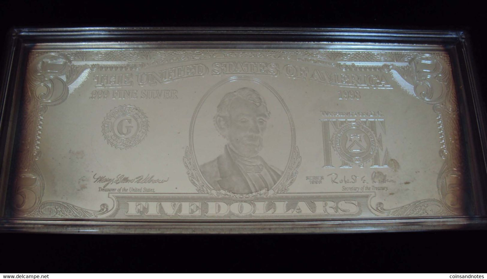 USA 1998 - The Washington Mint - Wooden Box 7 X 4 Troy Oz Silver Banknotes - Proof - Collections