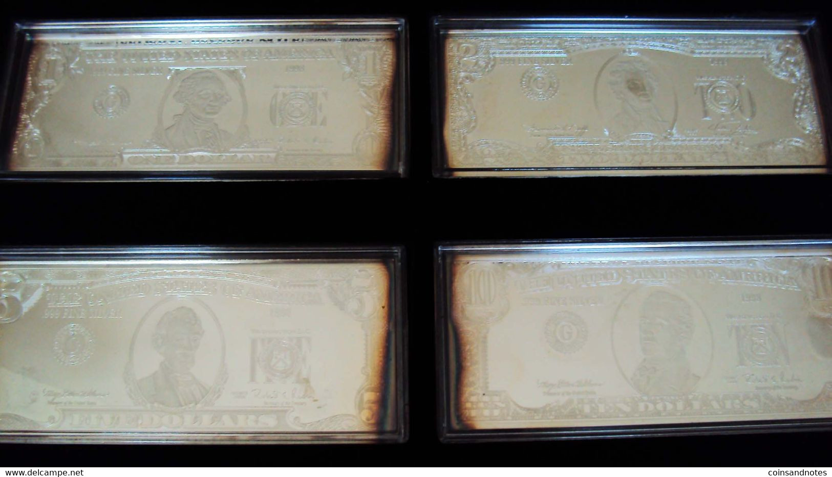 USA 1998 - The Washington Mint - Wooden Box 7 X 4 Troy Oz Silver Banknotes - Proof - Collections