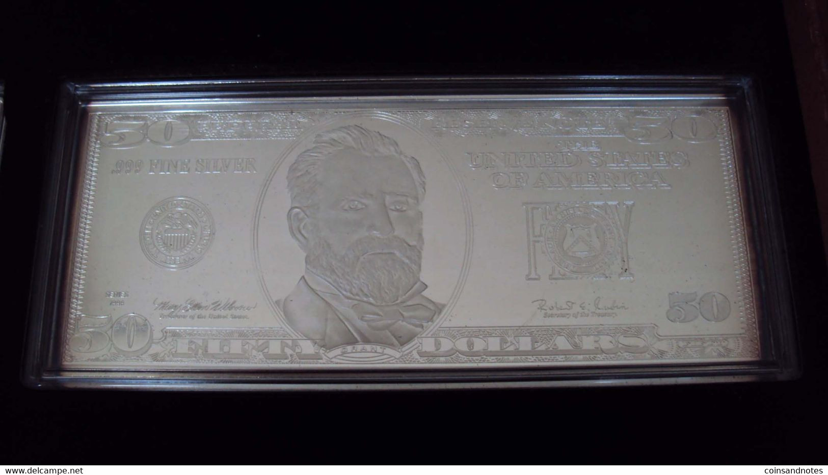 USA 1998 - The Washington Mint - Wooden Box 7 x 4 Troy Oz Silver Banknotes - Proof